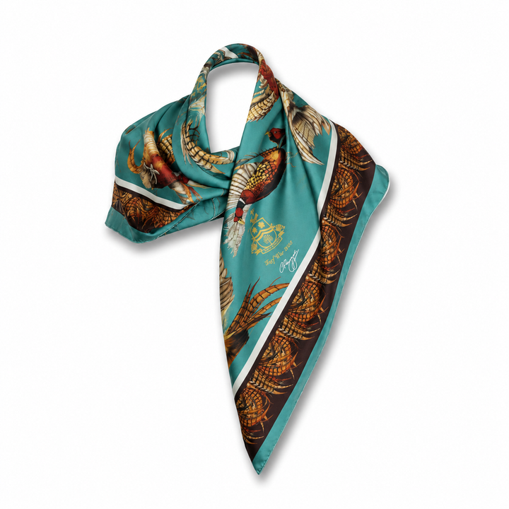 Clare Haggas Silk Scarf - Turf War - Large Square