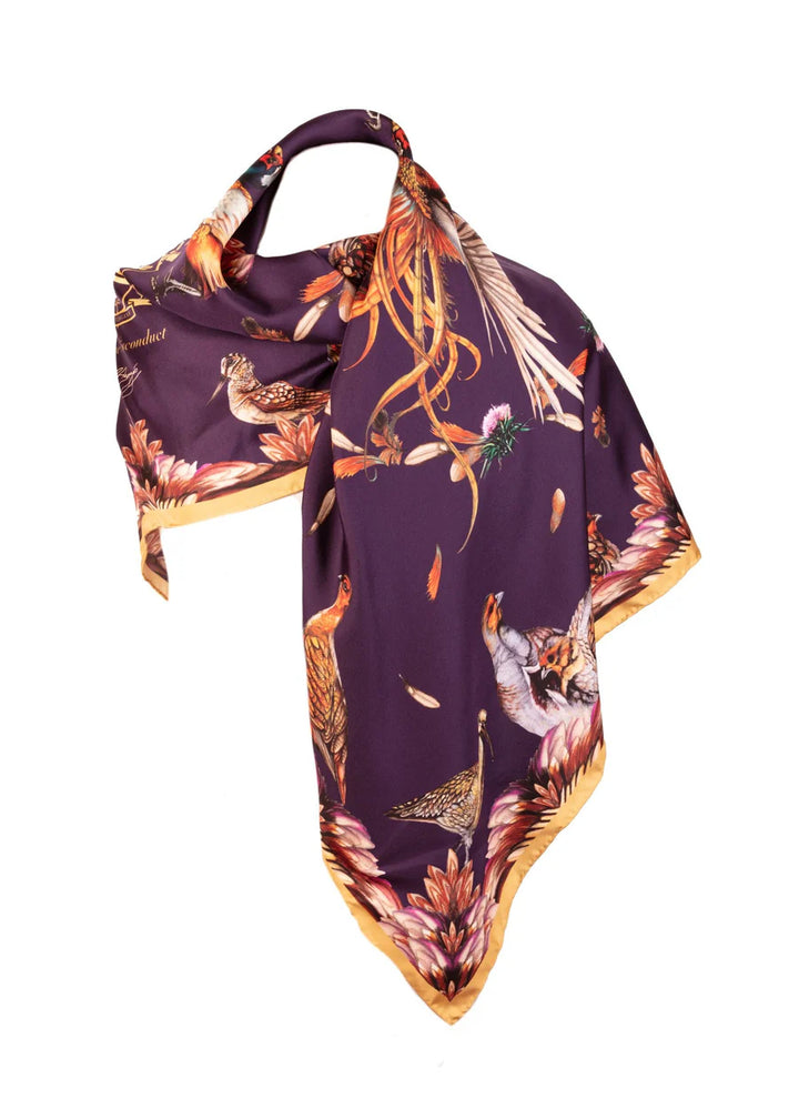 Clare Haggas Silk Scarf - Grouse Misconduct - Large Square