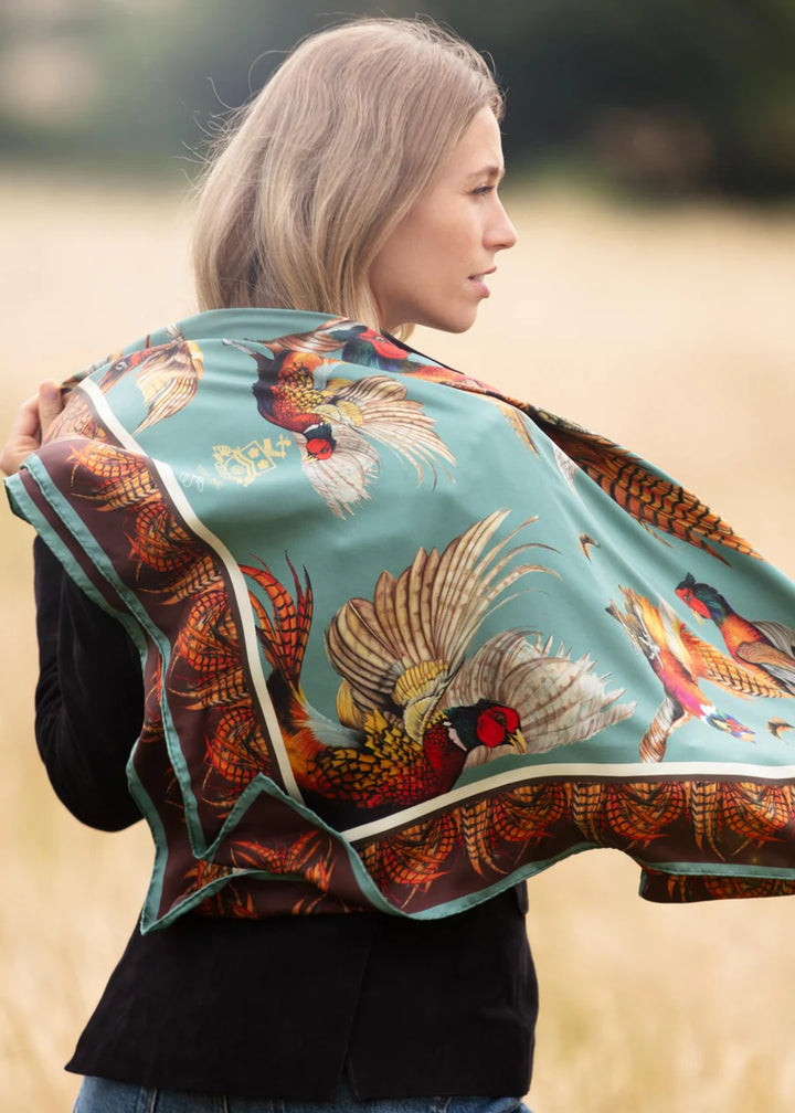 Clare Haggas Silk Scarf - Turf War - Large Square