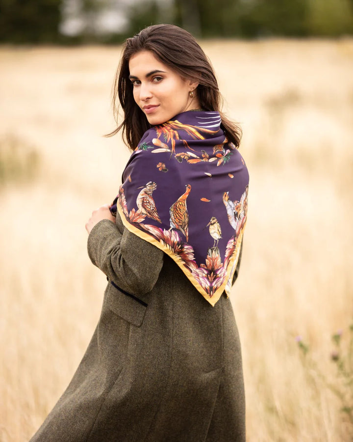 Clare Haggas Silk Scarf - Grouse Misconduct - Large Square
