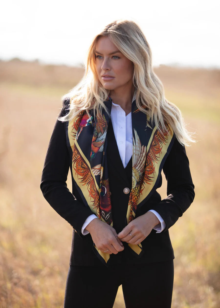 Clare Haggas Silk Scarf - Turf War - Large Square