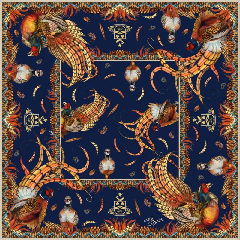 Clare Haggas Silk Scarf - Heads or Tails - Large Square