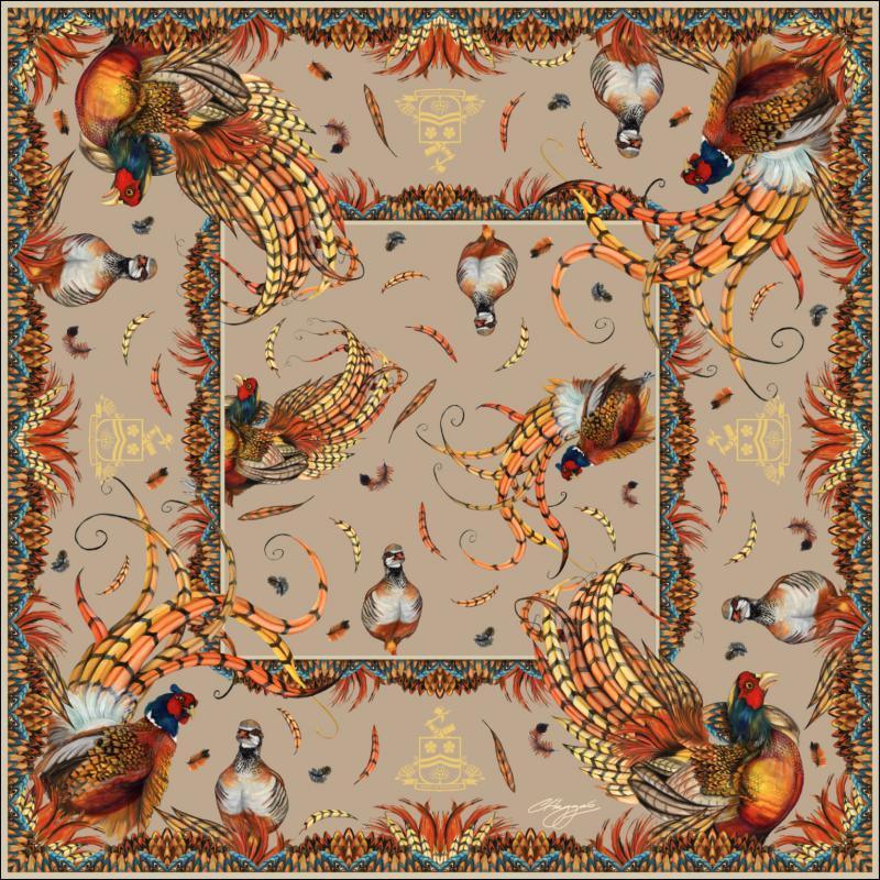 Clare Haggas Silk Scarf - Heads or Tails - Large Square