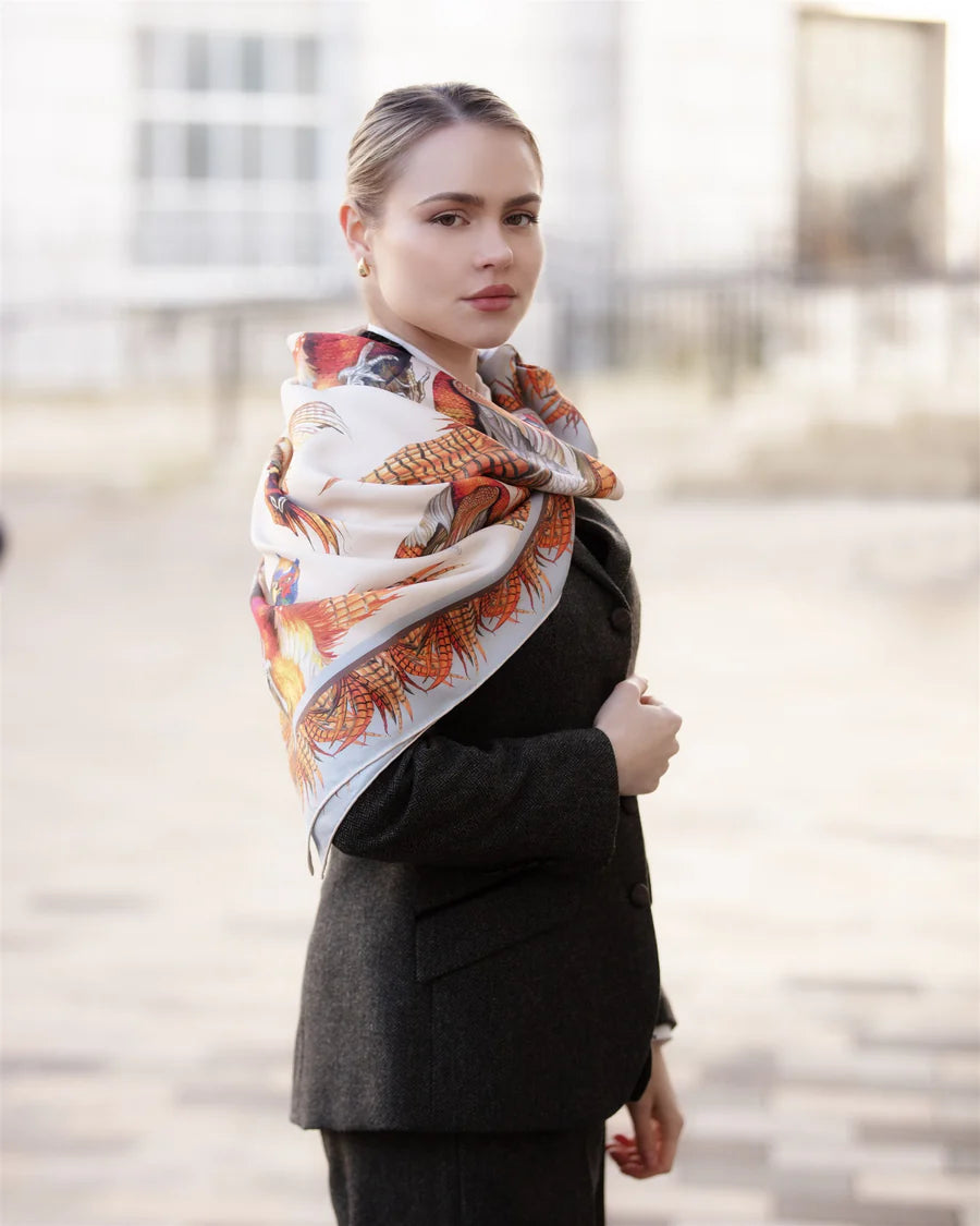 Clare Haggas Silk Scarf - Turf War - Large Square
