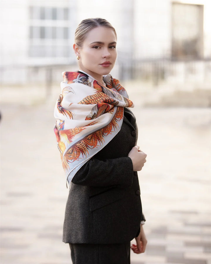 Clare Haggas Silk Scarf - Turf War - Large Square
