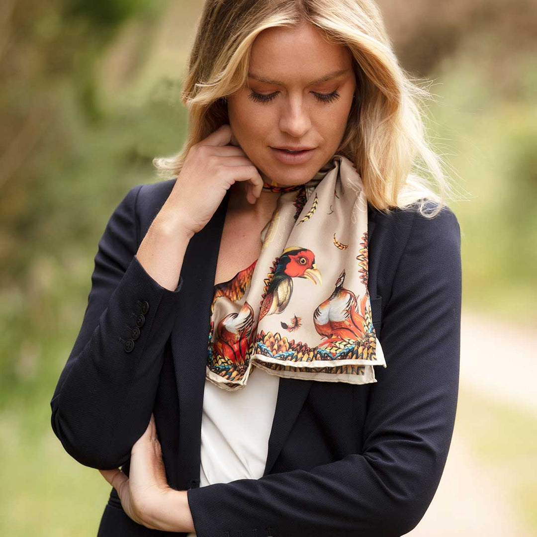 Clare Haggas Silk Scarf - Heads or Tails - Narrow
