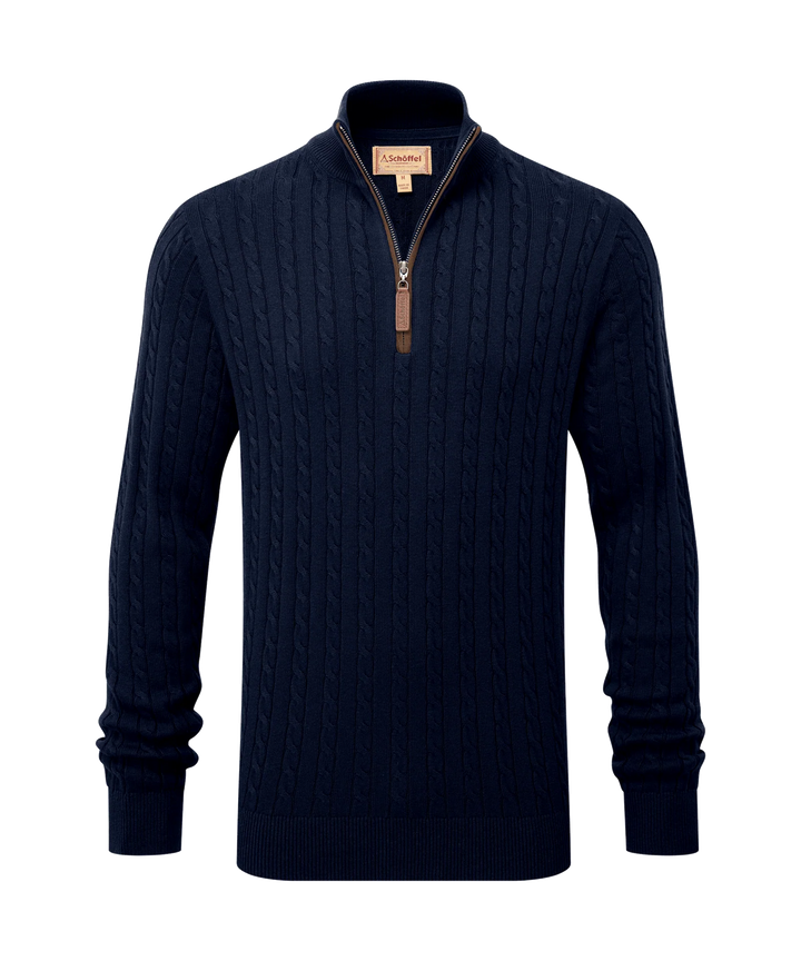 Calton Cotton Cashmere Cable Quarter  Zip Jumper