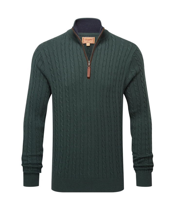 Calton Cotton Cashmere Cable Quarter  Zip Jumper